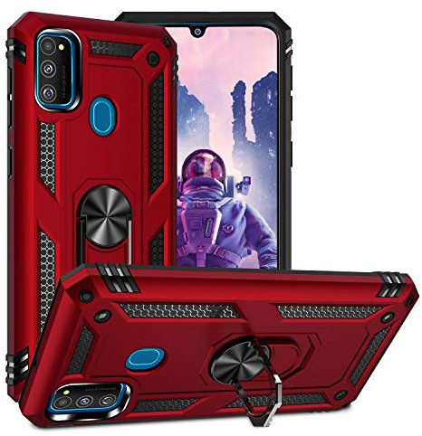 KUAWEI für Samsung Galaxy M21 Hülle,M31 Hülle,M30S Hülle,Dual Layer Militärischer Schutz Handyhülle Mit Ständer Funktion und Auto Halterung Funktion für Samsung Galaxy M21/M31/M30S 6.4 (Rot)