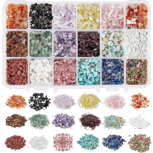 NBEADS 1 Box Edelstein Chip Perlen, Kein Loch Sortiertes Natürliches Material Zerkleinerte Unregelmäßige Natürliche Chipsteine Für Die Schmuckherstellung DIY Craft, Mischfarben