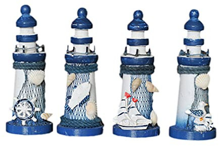 FOMIYES Faro Mini Faro Di Legno Ornamenti Regali di Trasporto Marittimo di Trasporto Marittimo per La Spiaggia Costiera di Mare Mediterraneo Casa di Cerimonia Nuziale