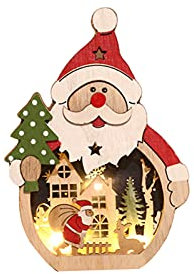 Holz Weihnachtsmann Figur Dekofiguren Weihnachten,Weihnachtsmann Nikolaus LED Schneemann Dekofigur,Holzfiguren Beleuchtung Tischdeko Weihnachten Weihnachts Deko Kinderzimmer Dekoration Ornamente (A)