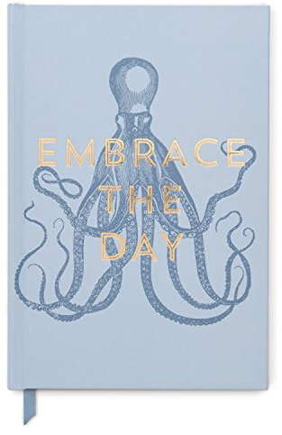 Designworks Ink Vintage Sass Embrace The Day Hardcover Journal, Notitzbuch in der Farbe Hellblau, 240 Seiten liniert, mit den Maßen 14,6 x 21,6 cm, JB86-1098EU