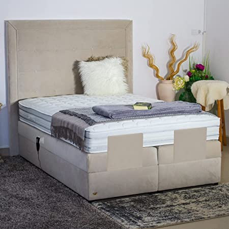 PAARA Boxspringbett Avelina GM | 10.000 Newton Motorleistung | Antirutsch-Matten | Royal-WS® Taschenfederkern Matratze mit GELAX® Topper Kern | Made in Germany (120 x 200 cm)