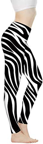 Biyejit Zebra Print Womens Leggings High Waisted Tummy Control Yoga Pants Workout Running Legging