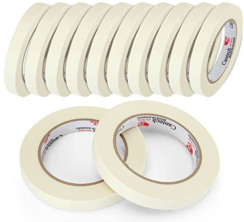 LOLYSIC 15mm x 50m Masking Tape for Painting, 12 Rolls White Masking Tape for Artists, Easy-Peel Low Tack Narrow Painter Tape Drafting Tapes Decorating Tape for Watercolour Painting Craft DIY Framing