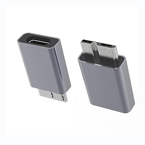 rgzhihuifz USB 3.0 Type-C Female to USB 3.0 Micro B Male Adapter USB 3.0 Micro B Adapter Connector for Mobile Hard Disk 2-Pack