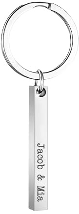 Print Maniacs Personalised Valentine's Christmas Birthday Keyring Keychain Jewelry Gift For Him Her Wife Husband Boy Girl Fiancée Bride D2 (Large - 6cm x 0.5cm, Silver)