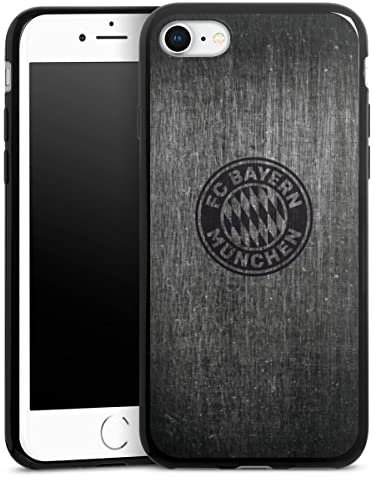 Slim Case extra dünn kompatibel mit Apple iPhone 8 Silikon Handyhülle schwarz Hülle Metallic Look FCB FC Bayern München