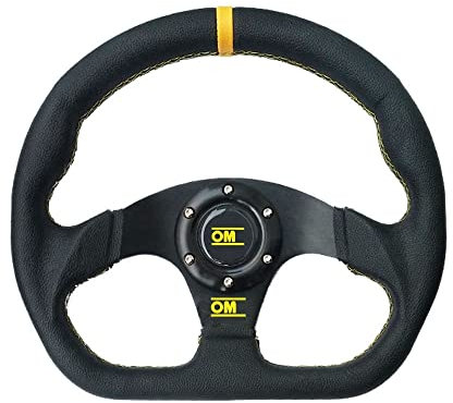 Volante Desplazado Universal D-Forma Volante Modificado Racing 13 pulgadas 320mm Cuero Flat Drift Rally Coche Sport juego Simulado Volante Coche Deportivo (Color : YELLOW)