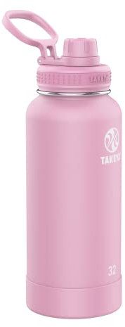 Takeya Actives 32 oz Vacuum Insulated Stainless Steel Water Bottle with Spout Lid, Premium Quality, Pink Lavender