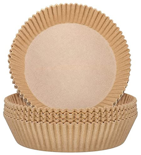 Backpapier für Heißluftfritteuse, 100 Stück Airfryer Backpapier Rund 16cm/6.3 Inch, Antihaft Wasserdicht Ölfest Nicht Porös Einwegpapiereinlage
