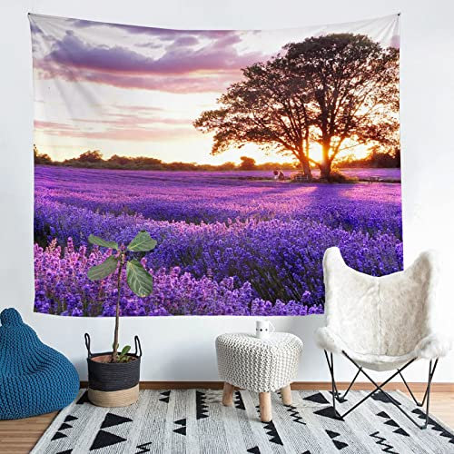 CILODO Tapisserie Wandbehang Lila Lavendel Mandala Wandteppich Hippie Wandteppich Psychedelic Home Decor Wandteppiche Wandkunst für Zimmer 200x150 cm