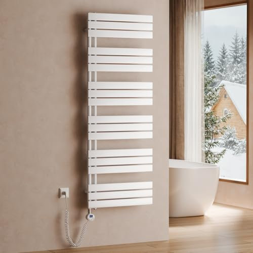 S'AFIELINA Elektrischer Badheizkörper mit Thermostat 1599x600mm Handtuchheizkörper Elektrisch Handtuchwärmer Badheizkörper Paneel Seitenanschluss 1000 Watt (Weiß)