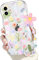 Newseego Clear iPhone 12 Case for Girls Women, Cute Flower Floral Pattern Design with Lovely Chain Phone Case Flexible Soft TPU Shockproof Camera Protection Bumper Cover for iPhone 12