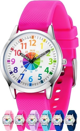 SIMSAM Kinderuhr Junge ab 6, Lernuhr Kinder Uhr ab 8, Kinderuhr Mädchen 10 Jahre, Armbanduhr Kinder Uhren für Jungs 12 Jahre, Armbanduhr Mädchen Jungen, Kids Watch, Kinderuhren (Pink)