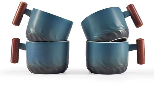 CLASGLAZ 170ml Ceramic Latte Cups - Espresso Cups Set of 4