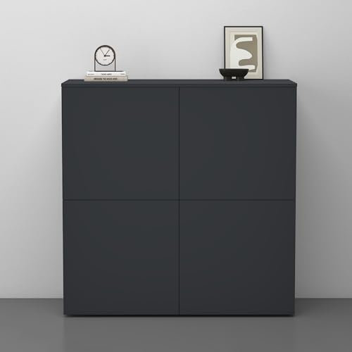 doporro Sideboard Kommode 100 cm in Anthrazit matt Aufbewahrungsschrank Bodenstehend für Ihren Wohnbereich Viel Stauraum Schrank 04