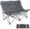 KingCamp Doppelter Campingstuhl faltbar leicht 2 Sitzer Camping Stuhl hochlehner Gartenstuhl bequem Gepolster campingstuhl XXL für Camping, Garten, Picknick, Indoor&Outdoor, Grey