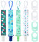 Aolso Adaptateur de Chaîne de Tétine en Silicone, 4Pcs de Chaîne de Tétine Pour Bébé avec 4 Adaptateurs, Adaptateur D'anneau en Silicone, Sangle de Chaîne D'attache-Tétine (Bleu/Vert)