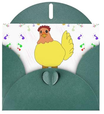 YYHHAOFA Dunkelgrüne Weihnachtskarte mit singender Henne, Perlpapier, geeignet für Weihnachten, Party-Einladungen
