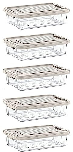 astor24 PREMIUM Aufbewahrungsboxen mit Deckel - lebensmittelecht - sicherer Verschlussclip - transparent - Robuste Qualität - XXL Set für Büro, Kinderzimmer, Küche & Werkstatt (5er Set 3 Liter)