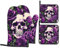 Ofenhandschuhe und Topflappen-Set, widerstandsfähige, rutschfeste Grillhandschuhe für Küche, Kochen, Backen, Grillen, viele violette Rosen-Totenkopf-Aufdruck, 4-teilig