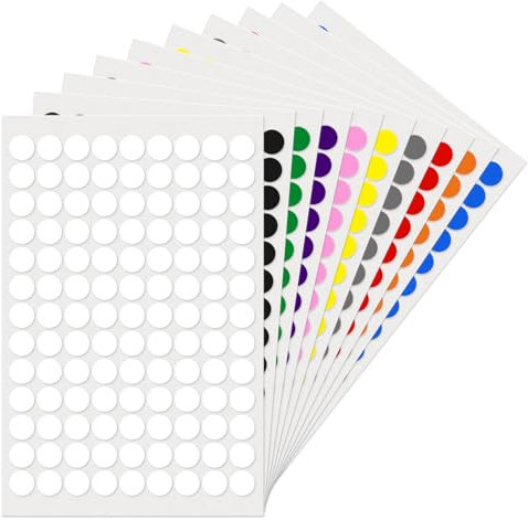YIKIADA 1170 Stück Bunt Runde 13 mm Punktaufkleber Selbstklebende Markierungspunkte Wasserdicht Klebepunkte Aufkleber Kleine Farbkodierung Etiketten