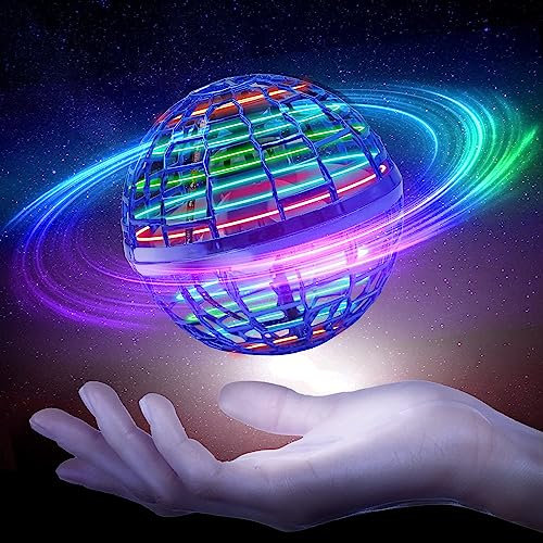 OBEST Fliegender Ball Spielzeug, Hover Ball mit 360°Rotierenden, Flying Ball LED-Leuchten Hoverball, Fliegender Spinner für Kinder Erwachsene Indoor Outdoor, Blau