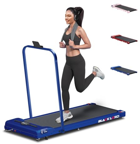 BLACK LORD Untertisch-Laufband 1-12km/h Mit Griff, tragbares 2-in-1-Klapplaufband, elektrisches Treadmill mit 2,2 PS und Motor, kleines Mini-Laufband mit Blue Tooth,Blau
