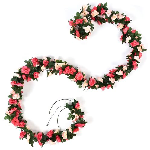 JYJLLM Artificial Flowers Garlands - 45 simulated roses Artificial Flower Vines for Decorations, Faux White Rose Floral Arch with Realistic Design for Home, Garden, Indoor/Outdoor (Pink)