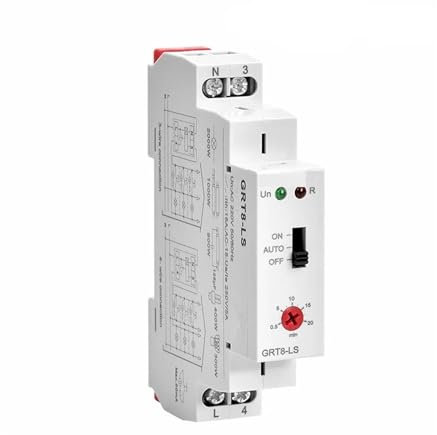 relè a tempo GRT8-LS/LM Interruttore for scale su guida DIN Interruttore temporizzato for illuminazione 230 V CA 16 A 0,5-20 minuti Ritardo di spegnimento Relè Interruttore luce(GRT8-LM AC230V)