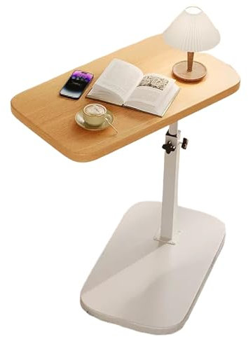 Beistelltisch C Form Metall Nachttisch Aus Kunstfaserplatten, Anhebbarer Nachttisch für Schlafzimmer, Verdickte Tischplatte Um 360° Drehbar, für Haus, Krankenhaus(Yellow)