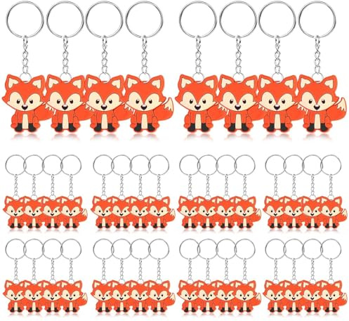MeYuxg 40 Stück Fuchs Schlüsselanhänger, Schlüsselanhänger Kinder Schule, Schlüsselanhängers Tier, Party Animals Schlüsselanhängers Set, Fuchs Deko, Fuchs Geschenk, Schlüsselanhänger Süß