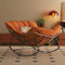 Lounge-Sofa-Sessel, gepolstertes Kissen, Schaukelstuhl, Liegestuhl für Veranda, Wohnzimmer, Wintergarten, Terrasse, Hinterhof, übergroßer Schaukelstuhl in Rattan-Ei-Form, moderner Stuhl (Farbe: Orang