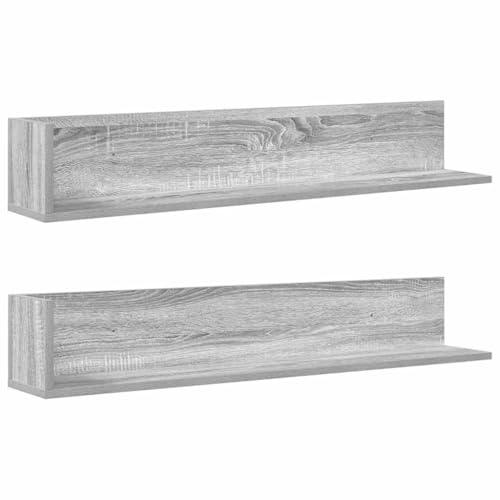 vidaXL Wandregale 2 STK. Grau Sonoma 100x16,5x16,5 cm Holzwerkstoff