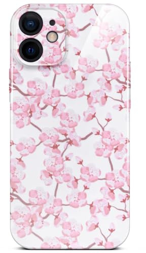 ONEFLOW Flower Cover für iPhone 12 Hülle in Floral Optik, Blumen Designer Case Handy Schutzhülle mit Kameraschutz, Hardcase dünne Handyhülle Blumenmuster, Kirschblüten