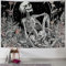 Wandtuch Totenkopf Skelett Pilz Pflanzen Schwarz Gothic Dunkle Ästhetik Wandteppich Weiches Wand Dekoration Waschbar Wandbehang Für 130x152cm
