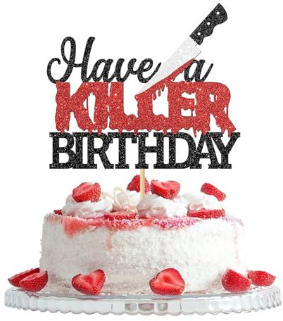 Have A Killer Birthday Cake Topper CHUNLINLAODA Halloween Horror Birthday Cake Decoration Bloody Style Cake Decors Bloody Cake Topper Children Boy Man Girl Adults Birthdays Horror Party (red)