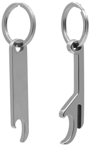 2 Pcs Bottle Opener Keyring Bottle Openers, Novelty Portable Key Chain Beer Bottles Cap Can Openers with Keychain for Home BBQ Bar, Gifts for Men & Women(Silver)