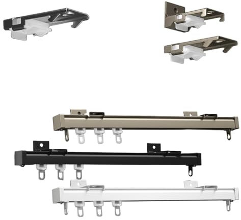 VDIKSBUNG Deckenhalterung for Gardinenschiene mit Laufschiene, Gardinensystem, Raumteiler, Gardinenschiene mit geräuscharmen Rollen, Raumteiler-Gardinenstange(White,200cm)