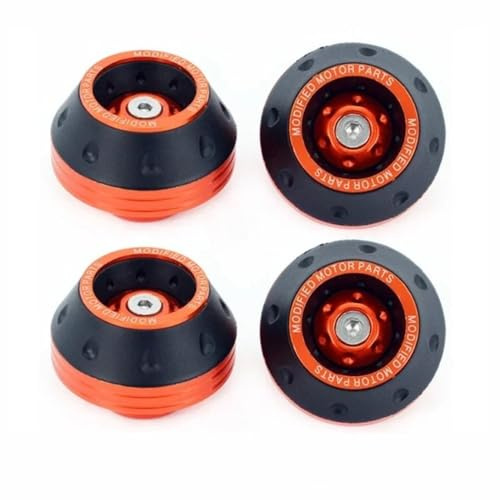4 Stück Universal Motorrad Radschutz Crash Pad Protektoren Legierung Motocross Fallende Gabel Slider Cups(4Pcs Orange B)