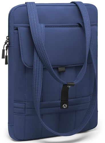 HYZUO 13,3-14 Pulgadas Bolso Funda Acolchada para Portátil, Azul Marino | para 13-14 MacBook Pro/Air, 13 13,3 Dell/HP/Lenovo/Asus/Acer, Bolsos de Hombro Finos Mujer Bolso para Trabajo Diario