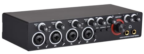 Aumotop Premium-2-Kanal-Soundboard mit Kristallklarem Audio und Mehreren Nutzungsszenarien für Gesang und DJ-Auftritte, USB-Soundkarte mit 2 Eingängen 2 Ausgängen, 24 Bit/192 kHz,
