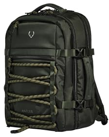 ANTLER - Discovery Backpack, 28L Rucksack with Laptop Pocket, Suitcase Sleeve, Water-Resistant, Durable Cabin, Travel, Work, Gym Bag for Men & Women - Dark Green