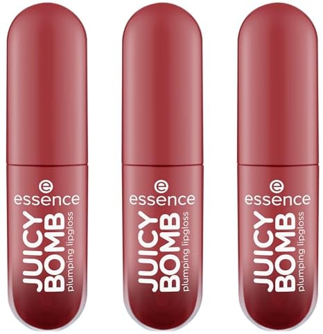 essence JUICY BOMB plumping lipgloss, Nr. 05, Nude, vergrößernd, glänzend, vegan, ohne Konservierungsstoffe, ohne Parabene, ohne Mikroplastikpartikel, 3er Pack (3x2.6ml)