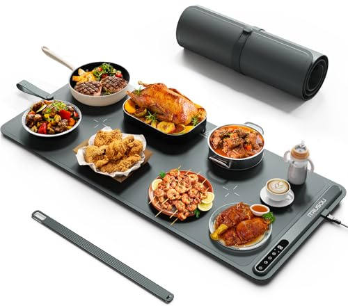 Warming Mat for Food (90x40cm) - iTRUSOU Extra Large Electric Warming Tray with 7-Level Temp, 500W High-Power & 99H Timer - Rollable XL Large Food Warming Mat for Parties & Buffet