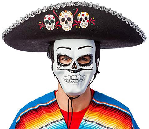 Sombrero Day of the Dead - Toller Hut zu Mexikaner Kostüm, Halloween, Dia de los Muertos und Karneval