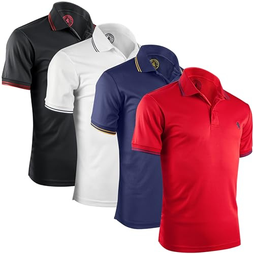 Albert Morris Polo Shirts pour Homme - Manches Courtes, Respirant, Séchage Rapide, Protection UV, Coupe Classique, Été Golf, Style Sportif Business Décontracté