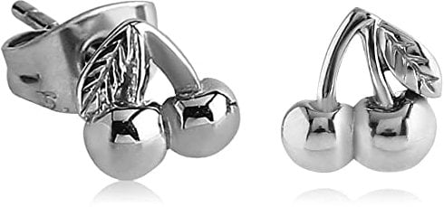 viva-adorno 1 Paar Edelstahl Damen und Mädchen Ohrringe Ohrstecker Kirschen Z495.D8