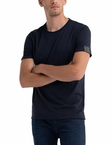 Replay Herren T-Shirt Kurzarm mit Rundhals Ausschnitt, Midnight Blue 576 (Blau), S