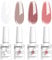 Vishine smalto gel semipermanente, 4 colori, trasparente, bianco latte, smalto naturale nudo, rosa, gel di cristallo, asciugatura con UV/LED, 8 ml